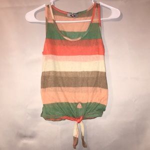URVANA Tie Front Color Block Tank Top Small